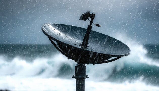 Medium shot of a dish antenna with tilt sensor in sharp focus blurred background highlighting realtime health data for predictive IoT maintenance.
