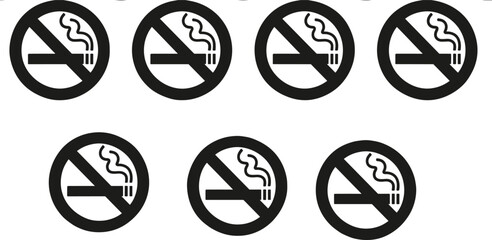 No smoking sign icon set vector illustration with prohibited cigarette symbol isolated on white background for public area warning ©  Alexander Creations