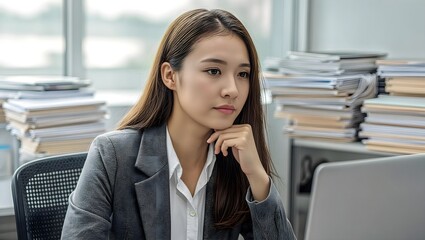 Obraz premium Focused businesswoman working in modern office environment