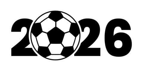 Obraz premium Soccer icon speed ball football goal and background vector logo. World cup 2026 graphic isolated design. Flying soccer with white abstract ball