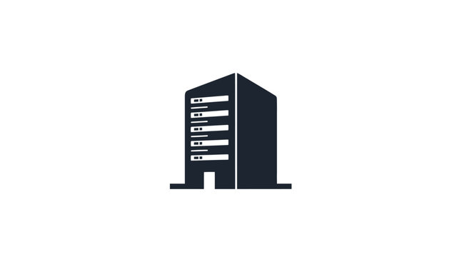 Simple black server or computer tower icon.