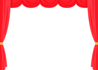 シンプルな赤いカーテンのイラスト素材