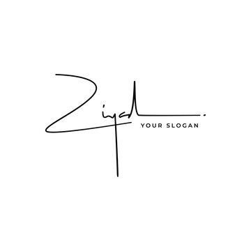 Ziyad name signature logo vector design