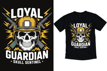 Loyal Guardian Skull Sentinel Tactical T-Shirt Design