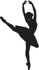 Ballerina Silhouette Performing Ballet Dance Pose with Arms Raised in Studio © Natural vibes