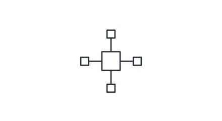 Fototapeta premium Simple diagram with central square and four connected boxes.