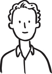 Obraz premium Hand Drawn Adult Man Black and White Avatar Illustration in Minimal Line Art Style Design