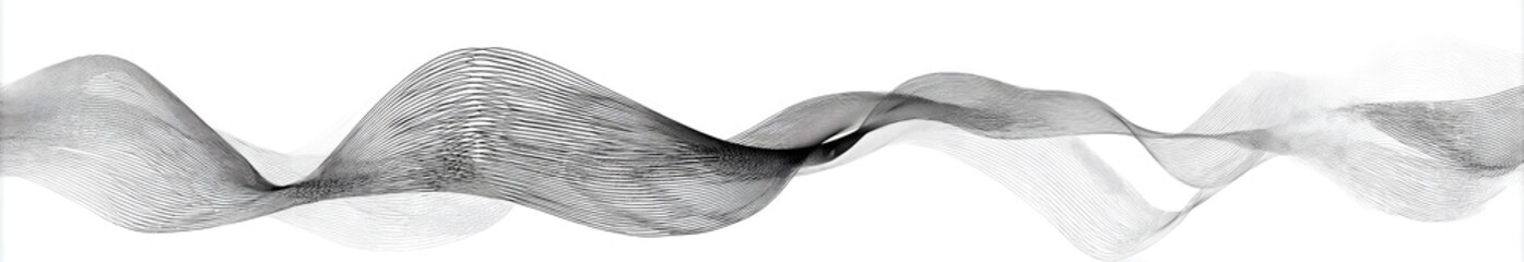 Abstract black and white wavy lines on a white background, creating an undulating pattern
