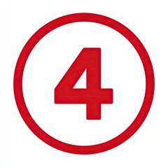 Red number four inside a red-lined circle against a clean white background