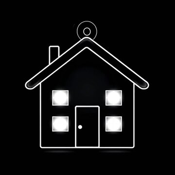 A simple white line drawing of a house on a black background video