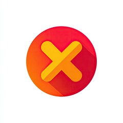 Obraz premium A vibrant, layered design of a yellow 'X' inside a red, gradient circle with long shadow