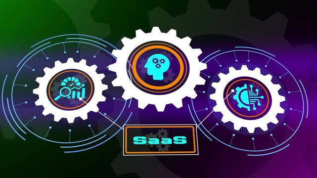 Software as a service cloud computing concept, saas platform for business digital transformation, remote access and web based application solution.