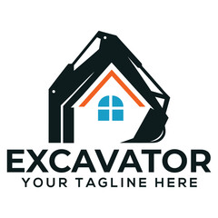 Modern Excavator House Logo &ndash; Construction & Real Estate Vector Design