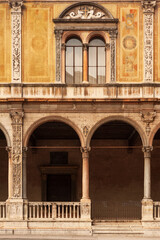 Fototapeta premium Medieval decorated Loggia del Consiglio (city council) in historic city center of Verona, Italy. Loggia means open arched space.