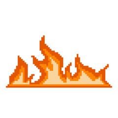 Low fire flame pixel art icon for camping and bonfire