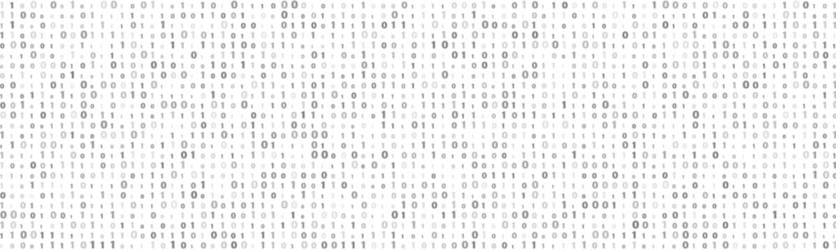 Abstract digital binary code pattern with varying shades of grey and white creating a textured technological background