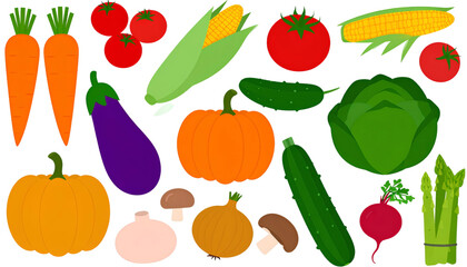 A vibrant assortment of fresh vegetables and fruits in a colorful arrangement isolated on transparent background