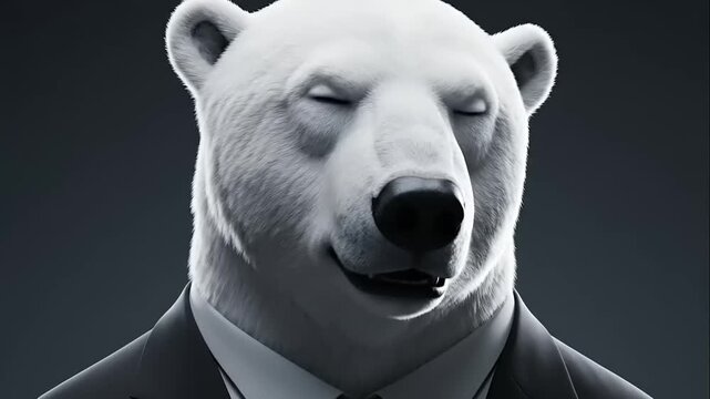 Polar Bear in Suit Business Concept.