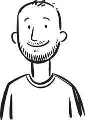 Obraz premium Hand Drawn Adult Man Black and White Avatar Illustration in Minimal Line Art Style Design