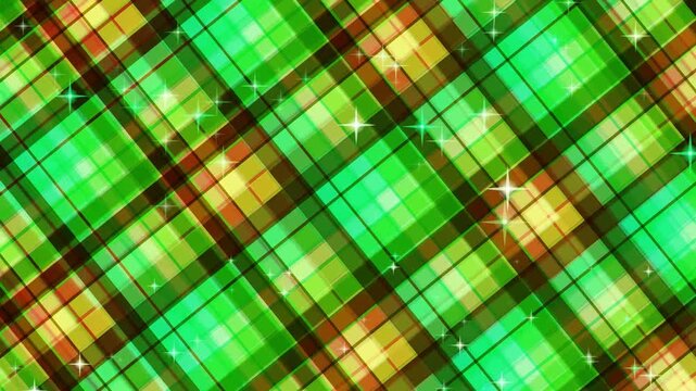 Vibrant Green Plaid Pattern Background Animation.