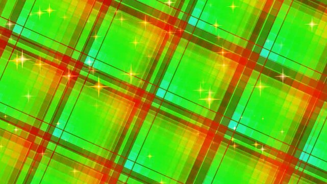 Vibrant Green Plaid Pattern with Sparkling Lights.