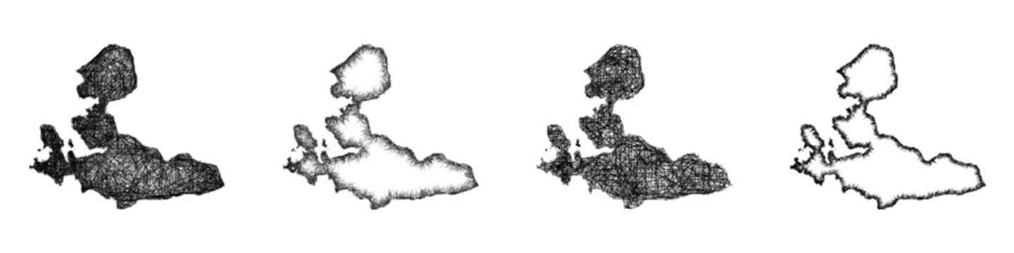 Sketch Izmir outline map design set