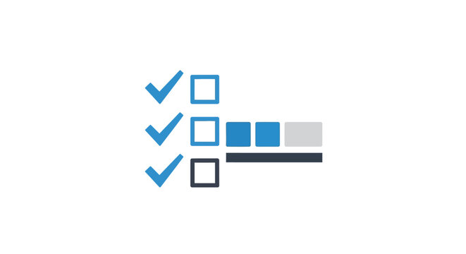 Checklist with Checked Boxes and Bar Graph.