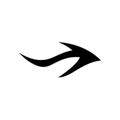 Obraz premium A bold, stylized black arrow curves to the right on a white background