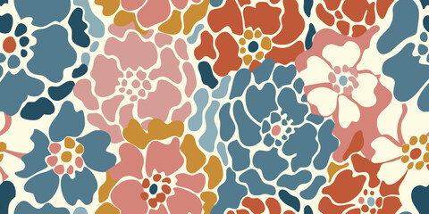 Abstract floral pattern with overlapping organic shapes and muted colors