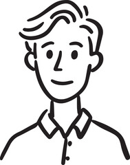 Obraz premium Hand Drawn Adult Man Black and White Avatar Illustration in Minimal Line Art Style Design