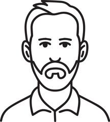 Obraz premium Hand Drawn Adult Man Black and White Avatar Illustration in Minimal Line Art Style Design