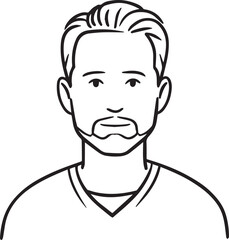 Hand Drawn Adult Man Black and White Avatar Illustration in Minimal Line Art Style Design