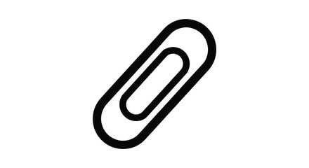 Obraz premium A simple stark black outline of a common office paper clip against a bright white background silhouette high quality