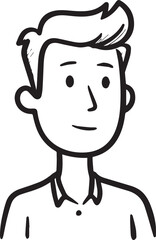 Obraz premium Hand Drawn Adult Man Black and White Avatar Illustration in Minimal Line Art Style Design