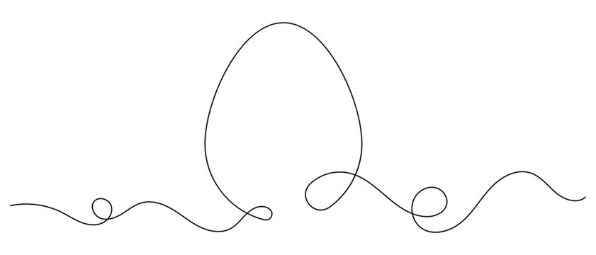 Easter eggs in one continuous line drawing. Greeting card and banner design in simple linear style. Editable stroke. Doodle oneline vector illustration.