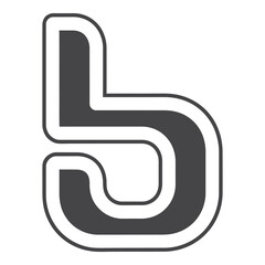 Large gray letter b with white border on transparent background icon © Sajid