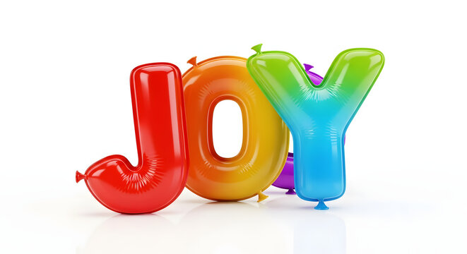 Colorful Joy Balloons Shaped Letters.