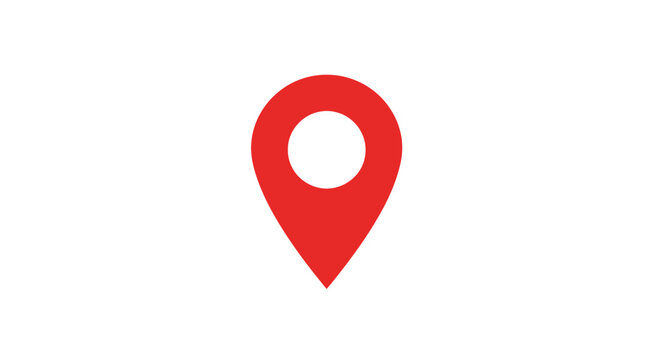 Red Location Map Pin Icon Symbol.