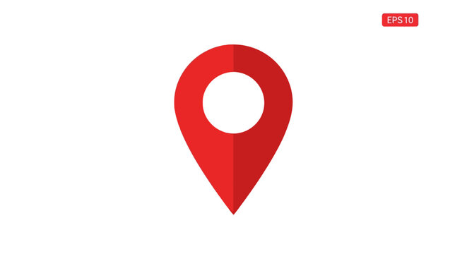 Red Location Pin Icon Symbol.