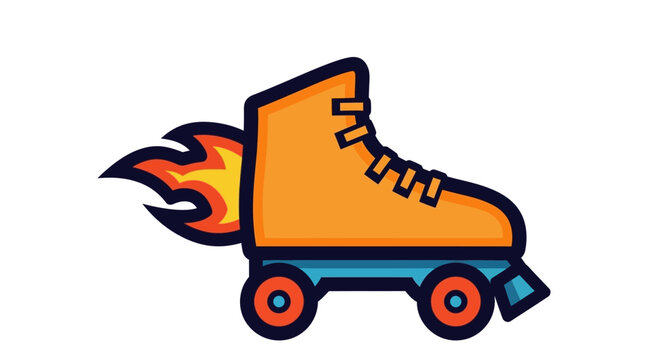 Roller Skate with Flame Design Element.