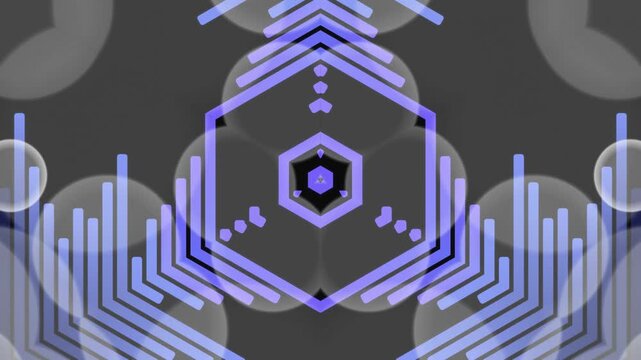 Futuristic hexagonal pattern animation showcasing geometric shapes and dynamic movement in a digital environment from a centered viewpoint