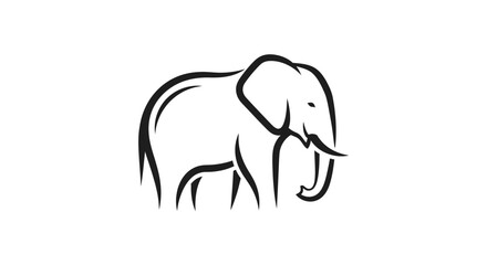 Fototapeta premium Simple black line drawing of an elephant.
