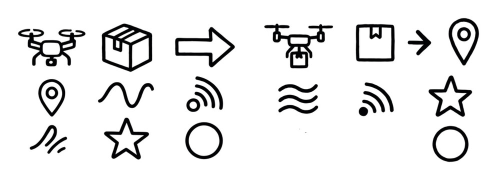 Delivery drones navigation and package symbols