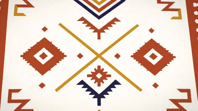 Traditional Southwestern Tribal Pattern Carpet Design.