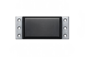Fototapeta premium Top view of minimalist metal and leather industrial design component