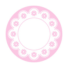 Naklejka premium Pink lace frame, tag, label for poster, invitation card and flyer. Vector illustration