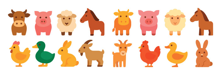 Obraz premium Colorful farm animal character lineup.