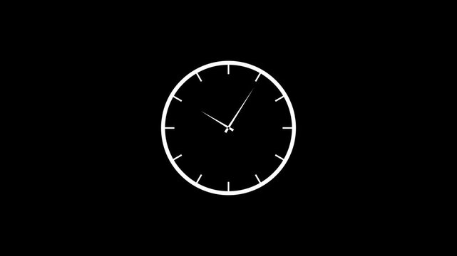 Minimal modern time animation featuring Black Analog Clock with clean circular face on white background and simple elegant design concept 4K animation video