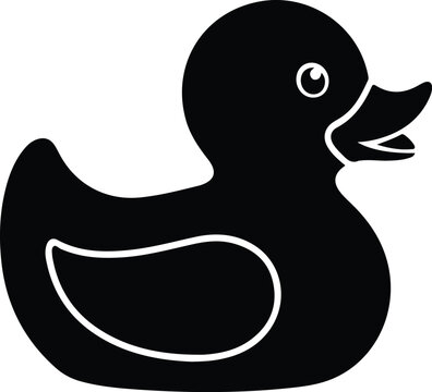 Simple black rubber duck bath toy icon on white background vector illustration