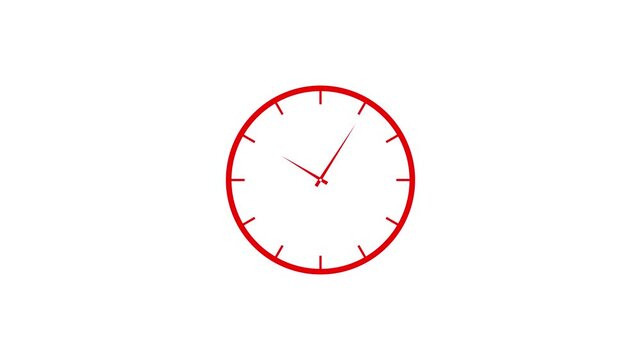 Clean minimal animation showcasing Red Analog Clock with simple circular face on bright white background and modern time concept design 4K animation video